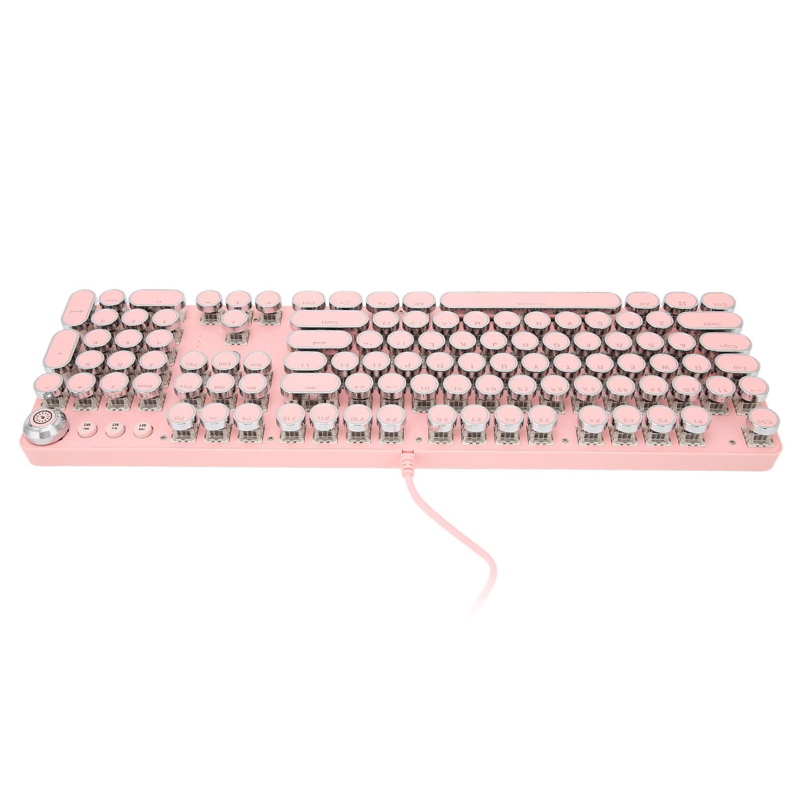 Klawiatura Mechaniczna Blue Switch Stylowa, Kompaktowa Przewodowa Klawiatura do Gier do Komputerów PC z Trybami Multi Light i trwałą konstrukcją (902-7 różowy punk)