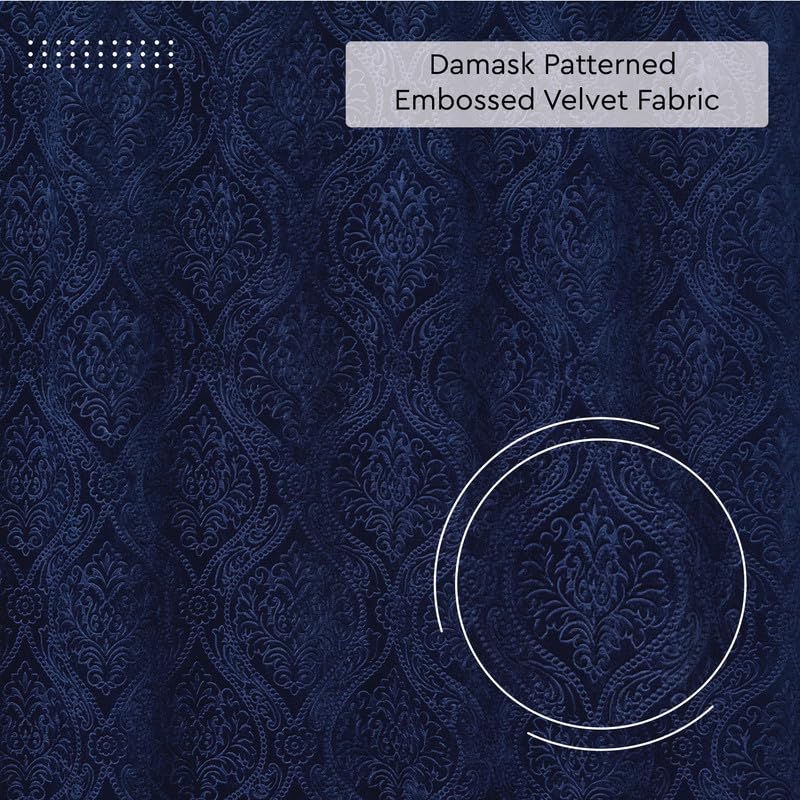 Image of Encasa XO Embossed Velvet Fabric Material by Meter Navy Blue | Sofa Cloth Material | Unstitched Fabric for Making Cushion Cover, Sofa Cover | 175 GSM | 3 Meters, 300x150 cm