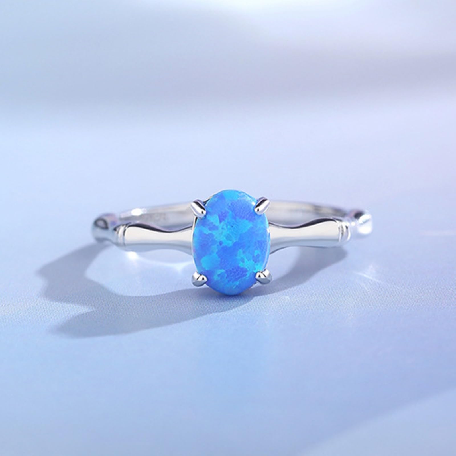 Verlobungsring Damen Frauen, Frauen Ovaler Opal mit Moissanitring