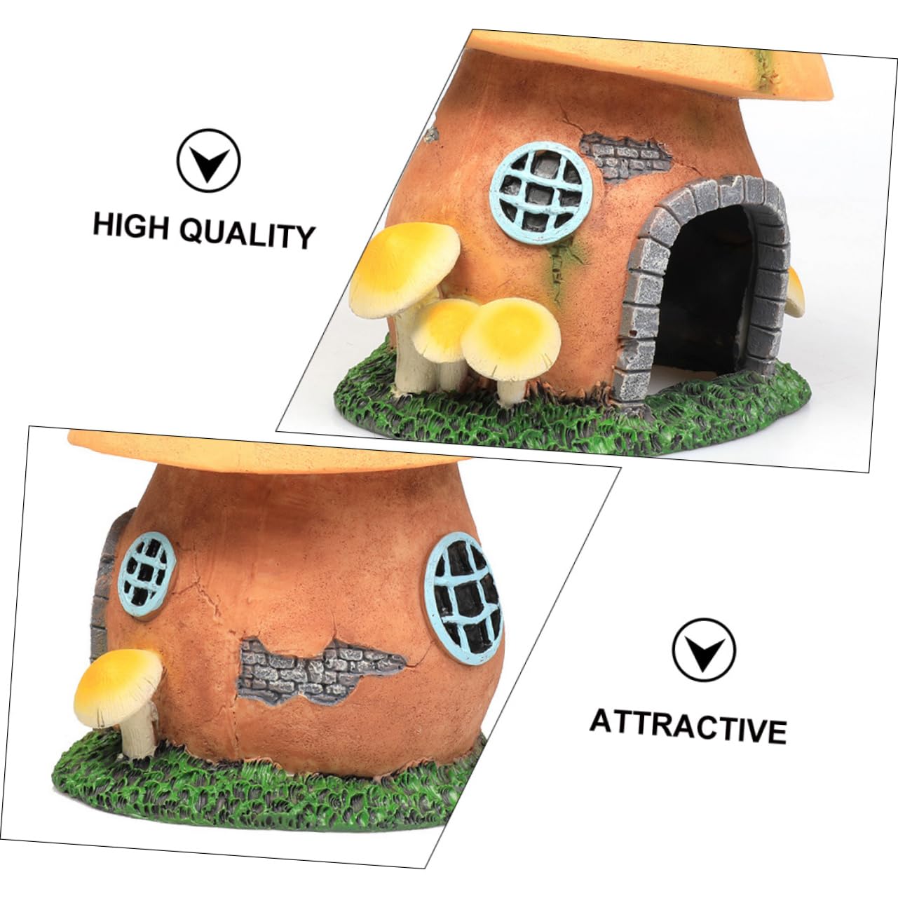 Ipetboom Cachette pour Tortues en Résine Légère et Résistante, Abri Décoratif de Château Champignon pour Aquarium et Décoration Intérieure