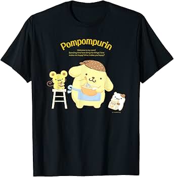 Amazon | ポムポムプリン ハピネスマイルーム Tシャツ | Tシャツ
