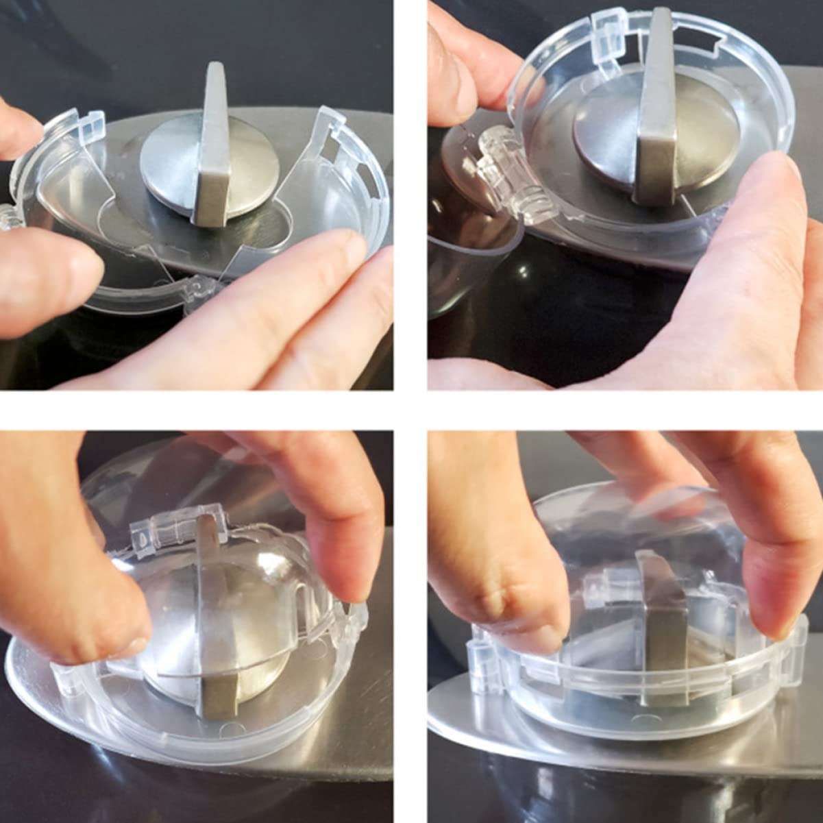 ERINGOGO 4Pcs Gas Stove Knob Cover Protective Covers for Safety Easy Installation Prevent Accidental Gas Activation Compatible with Hobs and Ovens