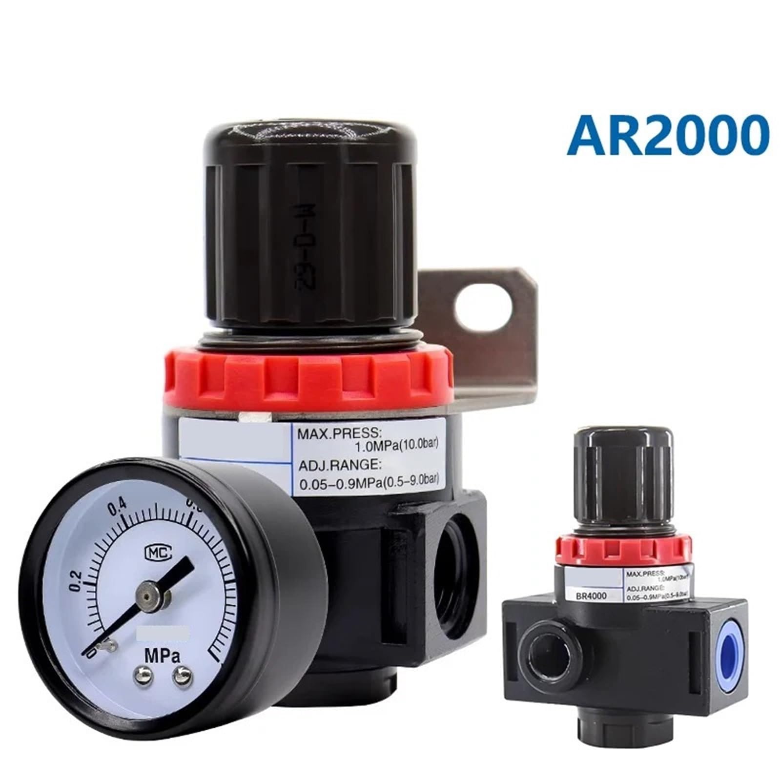 AR2000 1/4" filettatura G 4 mm 6 mm 8 mm 10 mm 12 mm compressore d'aria pneumatico riduttore valvola raccordi connettore (AR2000, 5 pezzi)