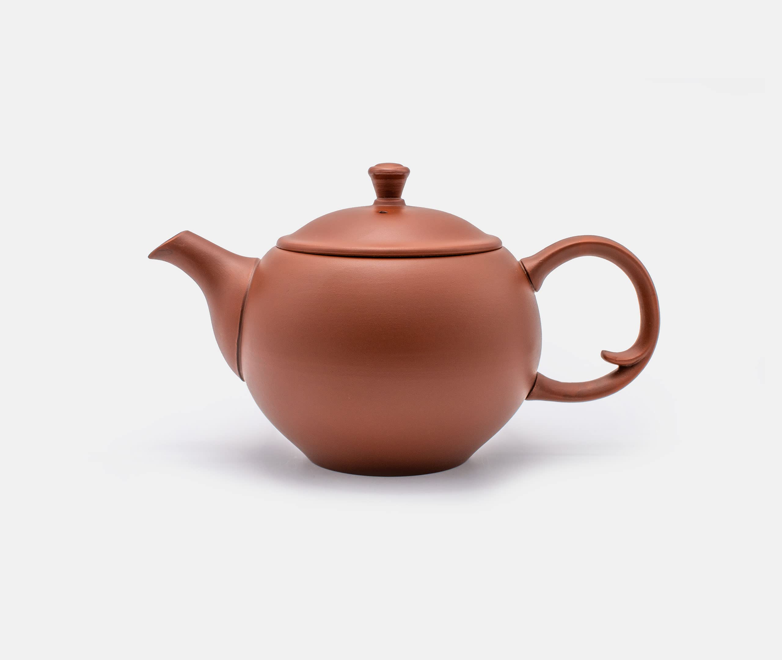 Azmaya Handcrafted Japanese Tokoname Round Red Clay Teapot - 250 ml