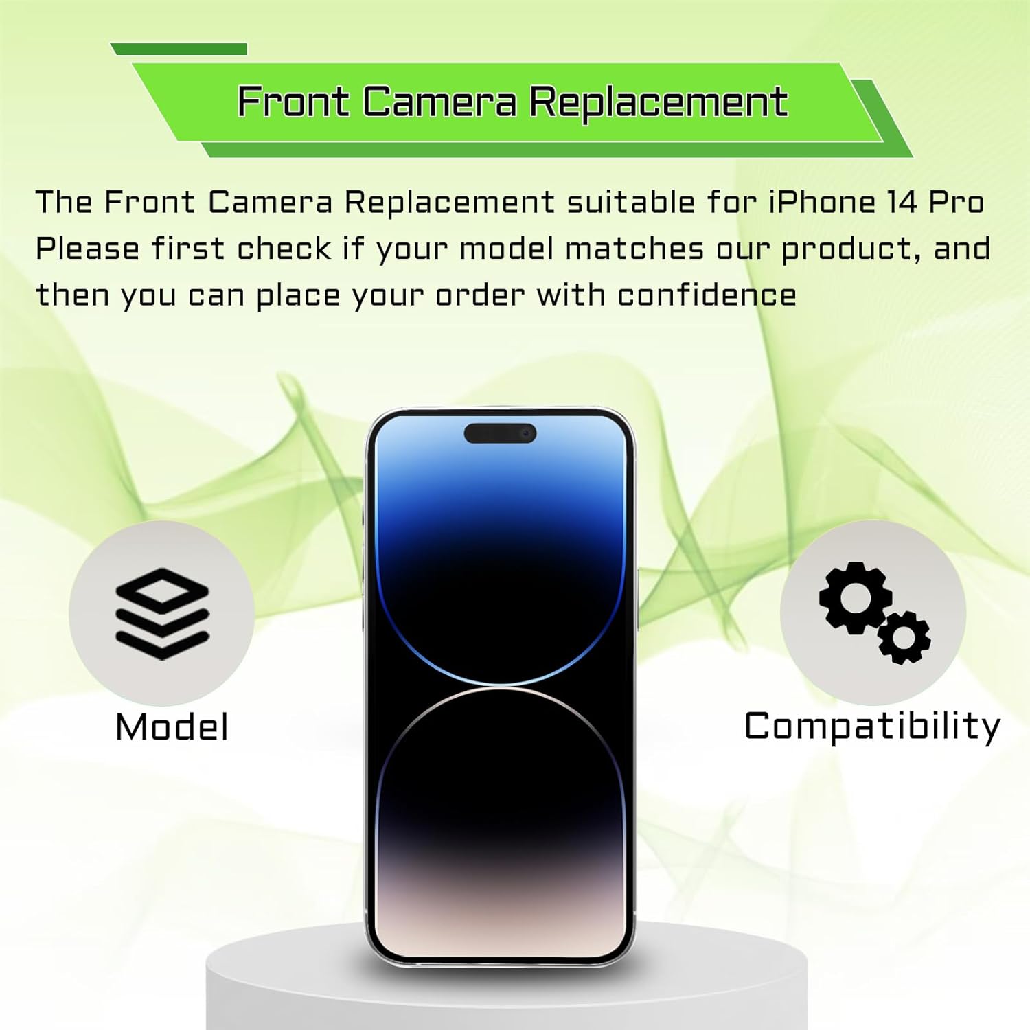 for iPhone 14 Pro Front Camera Replacement Selfie Camera 14pro 12MP OEM Front Facing Camera Flex Cable Module Light Receiver Repair with Fix Tools Kit A2650 A2889 A2890 A2891 A2892