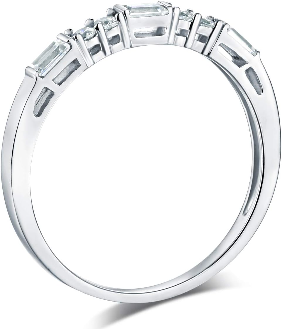 Wellingsale Ladies Solid 14k White Gold Polished CZ Cubic Zirconia Princess Cut Engagement Ring and Wedding Band Bridal Set