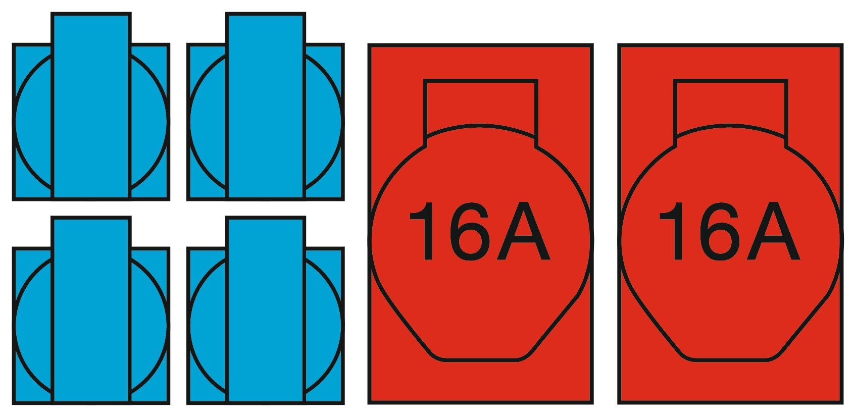 Wandverteiler San005-2xCEE 16A Einzel abgesichert und 4 Schuko Paar abgesichert