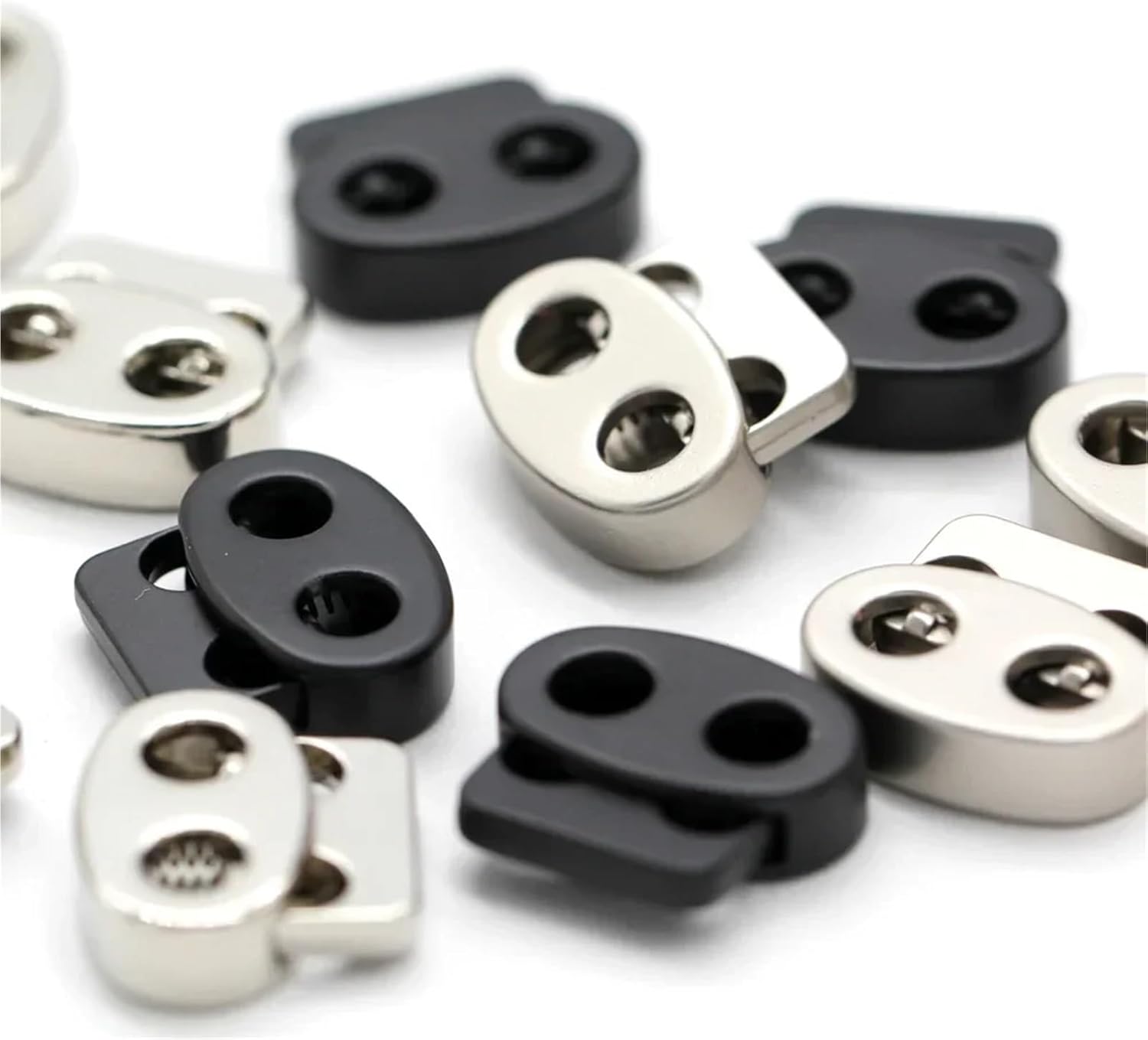 Drawstring Clip 200pcs Oval Alloy Cord Lock Stopper Spring Toggle Clip(Black)