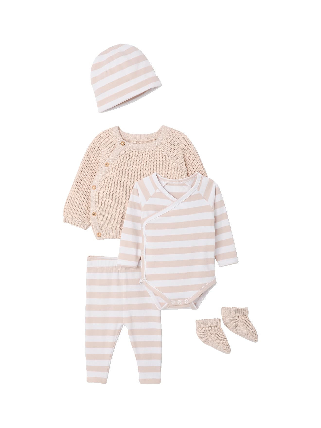 Vertbaudet Baby-Set aus Body, Jacke, Leggings, Mütze und Socken, Erstausstattung