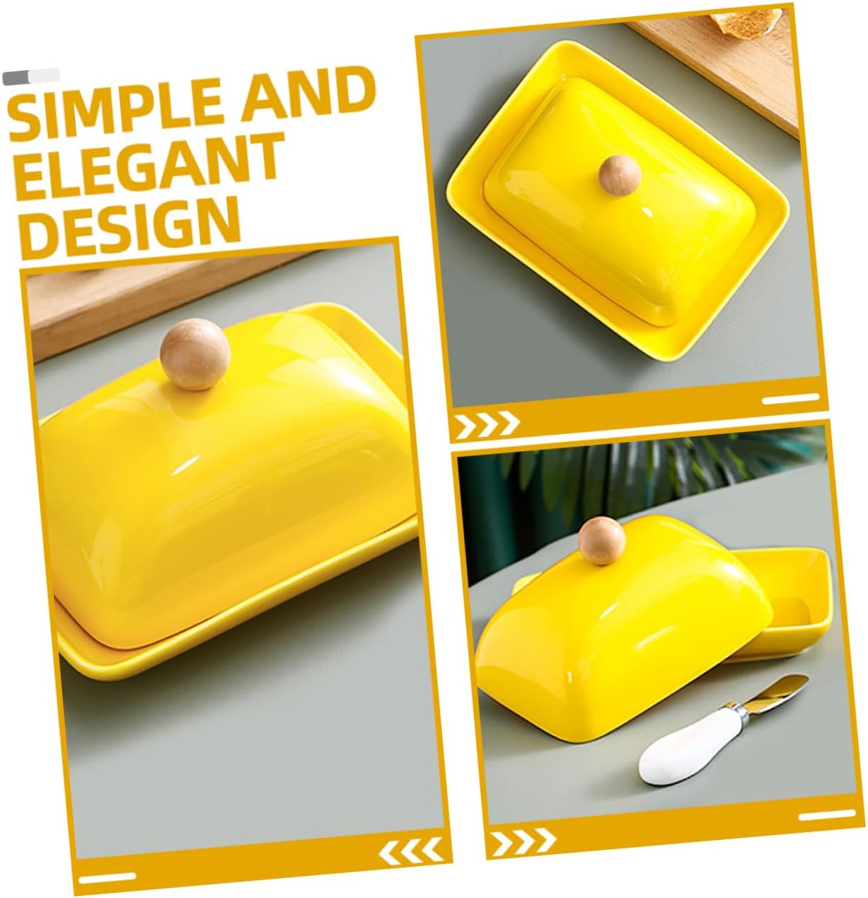 1Set Butter Dish with Lid Reusable Kitchen Cheese Box for Storing Butter Cheese Desserts Elegant Stoneware Design for Home Restaurant Decor Multi Purpose Kitchen Organizer