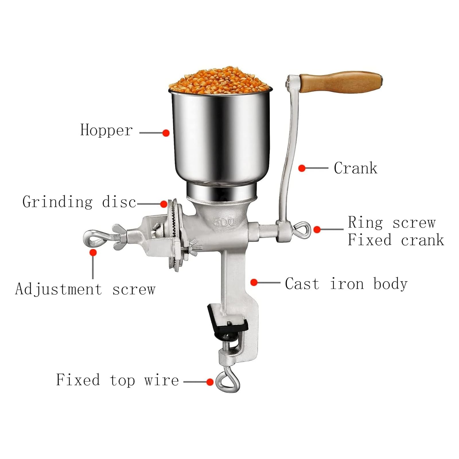 Broyeur À Grains Manuel, Broyeur Électrique, Machine À Poudre En Acier Inoxydable Avec Grande Trémie, Épices, Céréales, Assaisonnements, Grains De Café