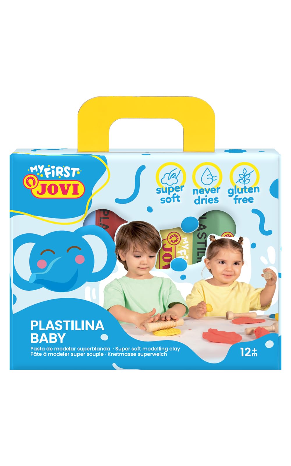Jovi Baby Plasticine – 4 Tablets of 38 g, Set of 4 Assorted Colours, Gluten-Free, Non-Drying, for Children from 12 Months (372/4)