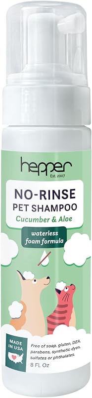 Shampoo a Seco sem Enxágue para Cães e Gatos Hepper com Aloe Vera e Pepino – 240 mL
