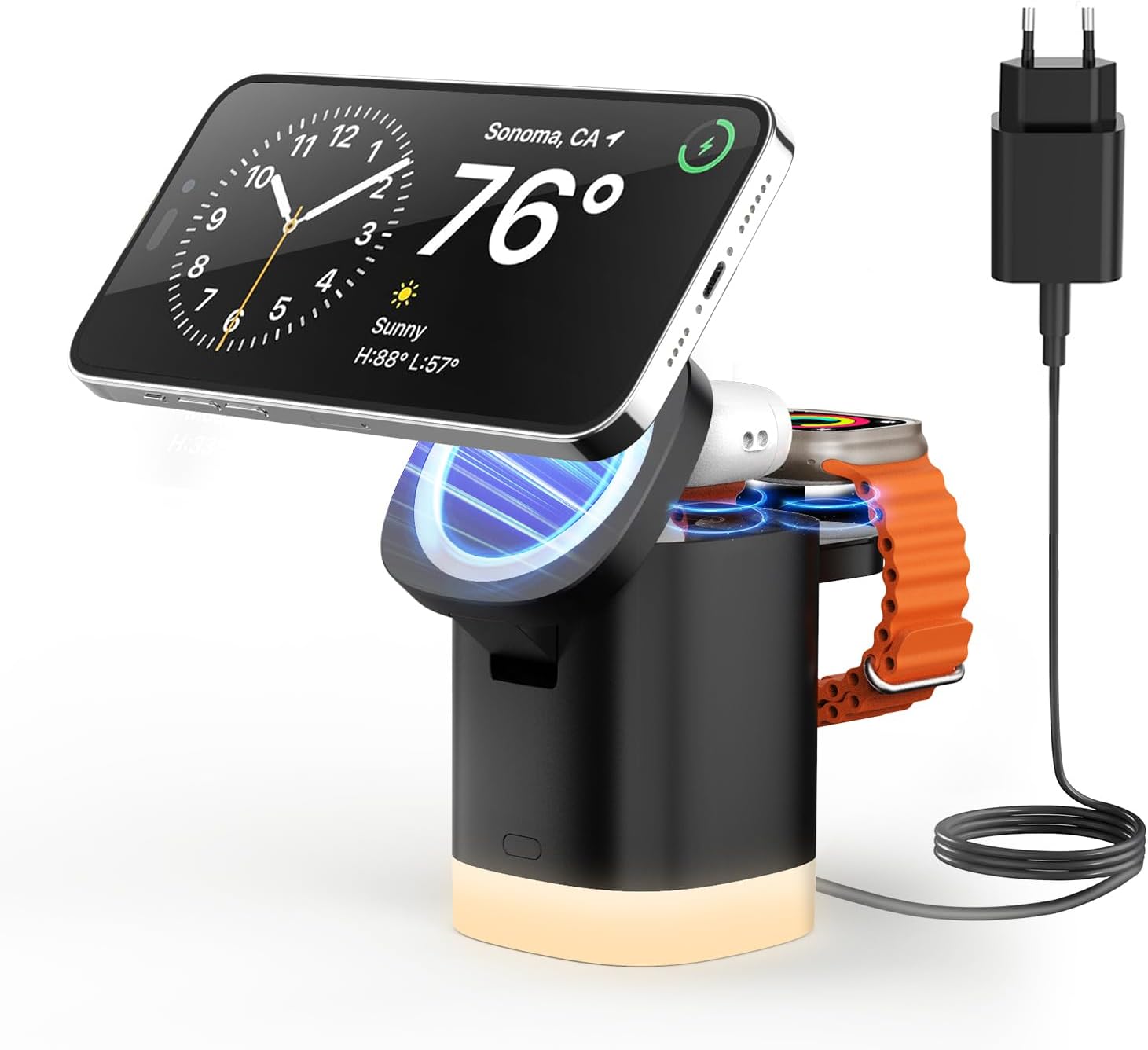 3 In 1 MagSafe Ladestation - 15W Schnellladung Für IPhone, Apple Watch & AirPods