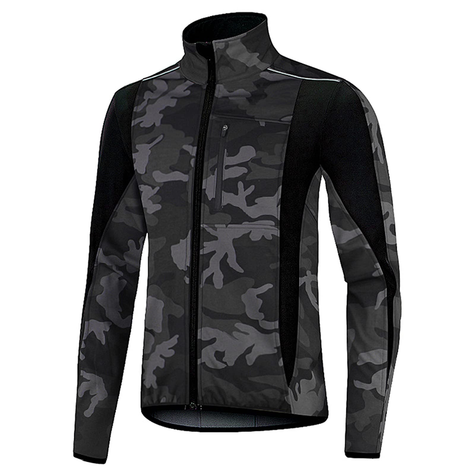 DZQUY Giacca da Equitazione Giacca da Moto Impermeabile Antivento Fleece Fleece Long Jersey Giacca da Ciclismo Adatto per Viaggiare in Bicicletta in Esecuzione,Camuffare,M