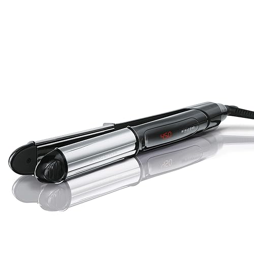 MIRACOMB 3D PRO 1 pulgada Nano Titanium Plancha Plana 2 en 1 rizador de pelo con placas flotantes 11 ajustes de temperatura máximo 450  F apagado
