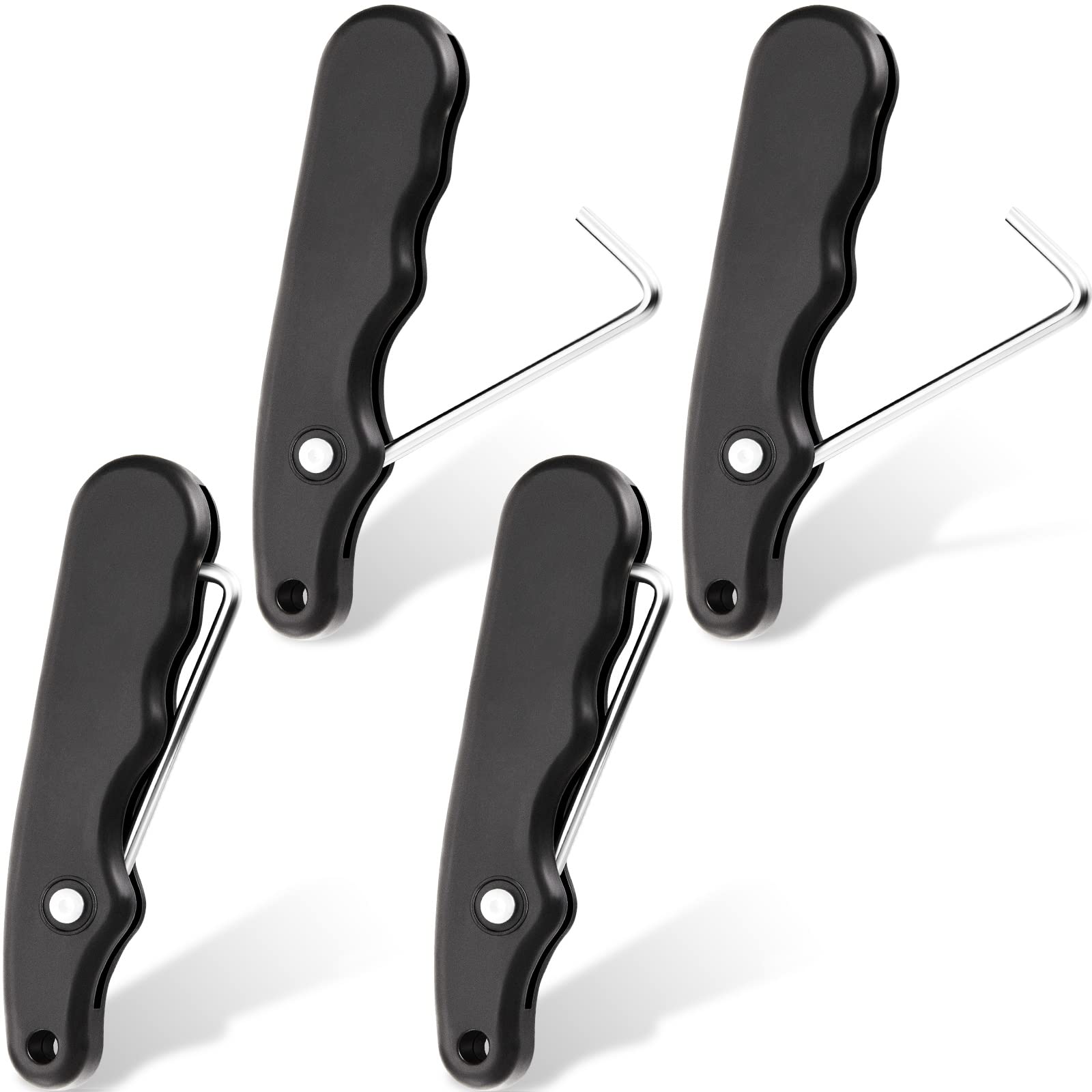 MTLEE Lace Tightener 4 Pieces Folding Shoe Lace Puller Stainless Hockey Lace Tightening Tool Portable Lace Tightener Puller Tool Black Skate Lace Tightener for Ice Skates Figure Skates Boots Shoes
