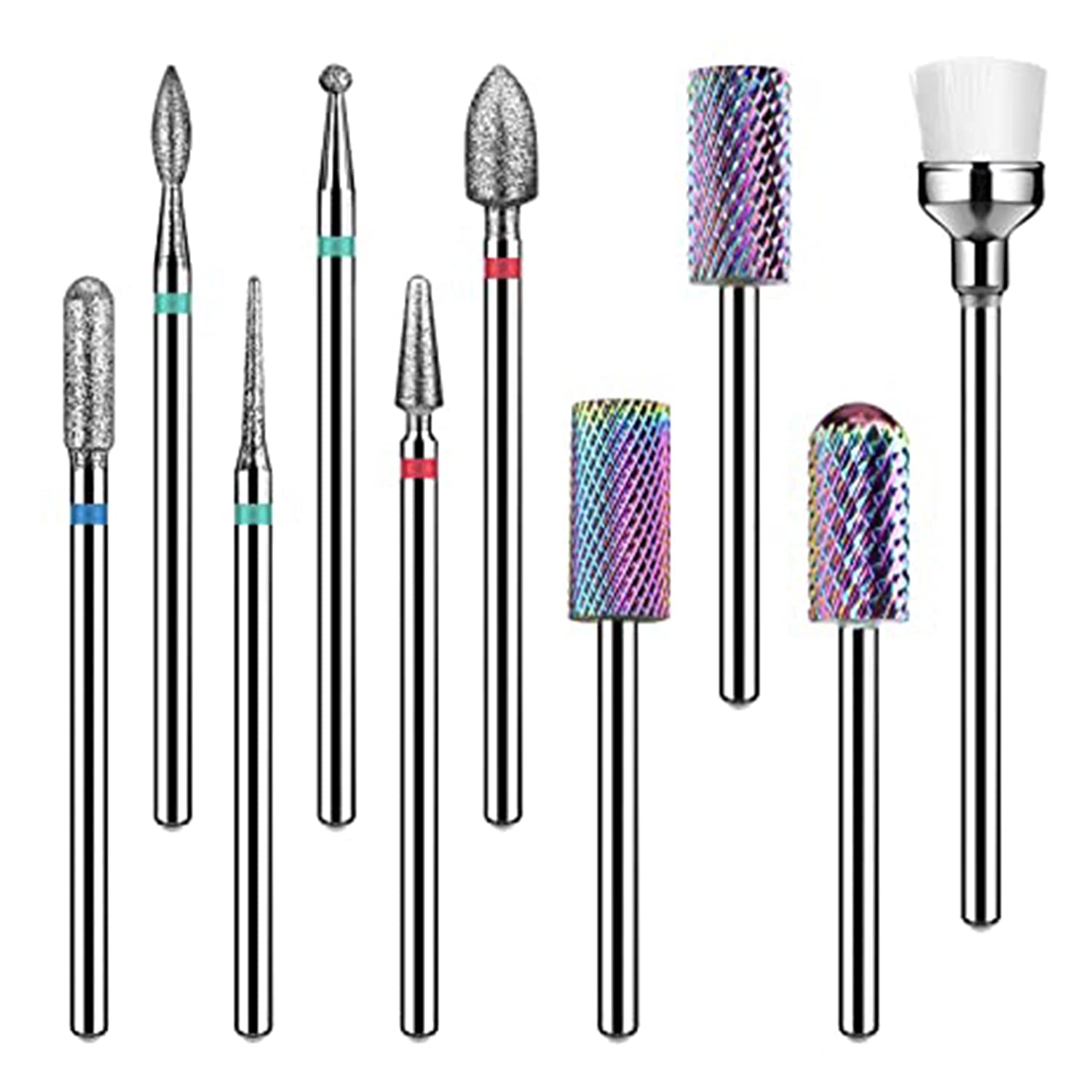 KASTWAVE Nail Drill Bits Set - Nail Bits for Nail Drill, Efile Nail Drill Bits for Acrylic Nails 10Pcs 3/32 inch Nail Bits for Gel Nails Cuticle Tools