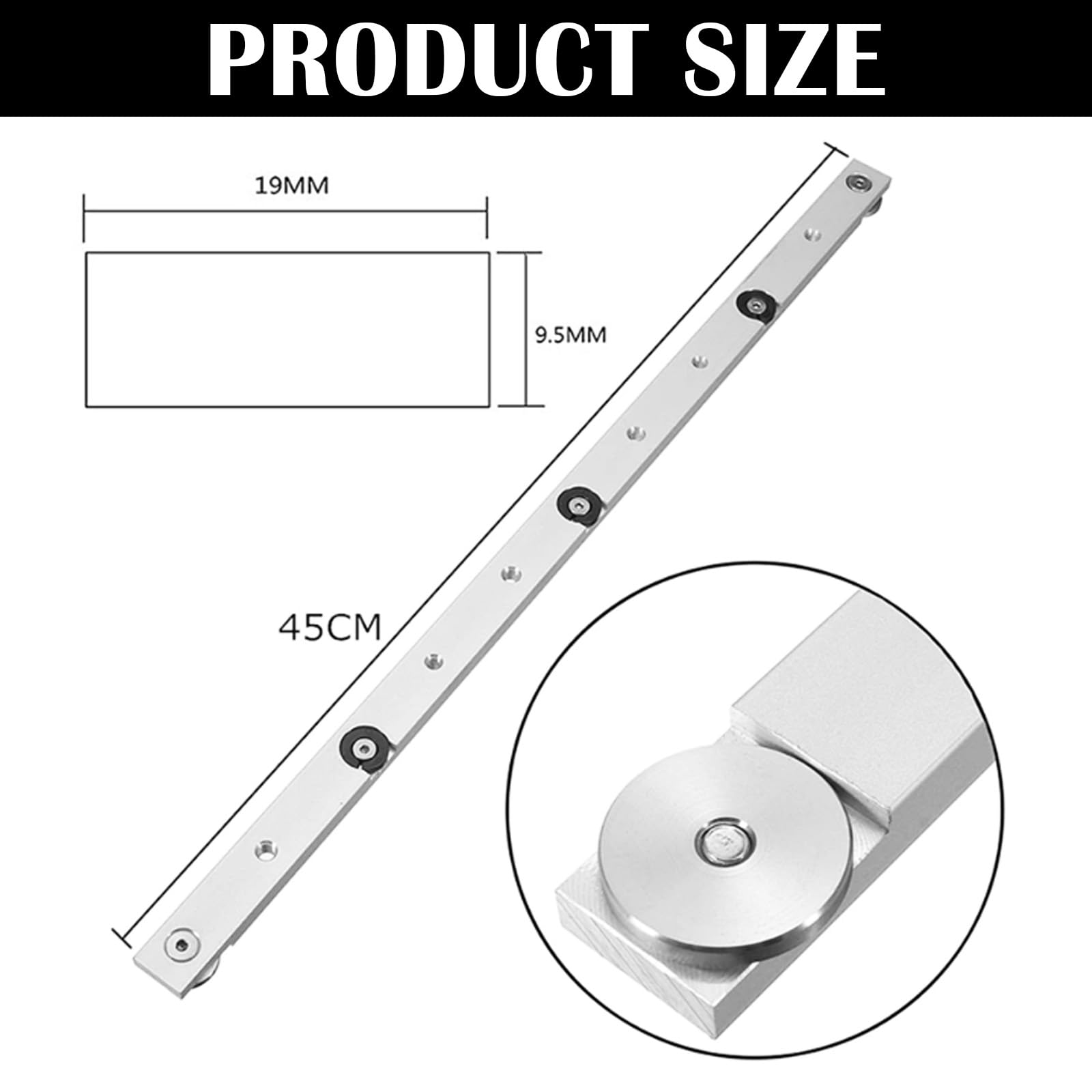 Barra Per Mitra 450 mm, 2PCS Binario Di Guida Cursore Per Sega Per Mitra Regolabile Cursore In Lega Di Alluminio Con Scanalatura A T Binario Per Barra Per Mitra Sega Da Tavolo