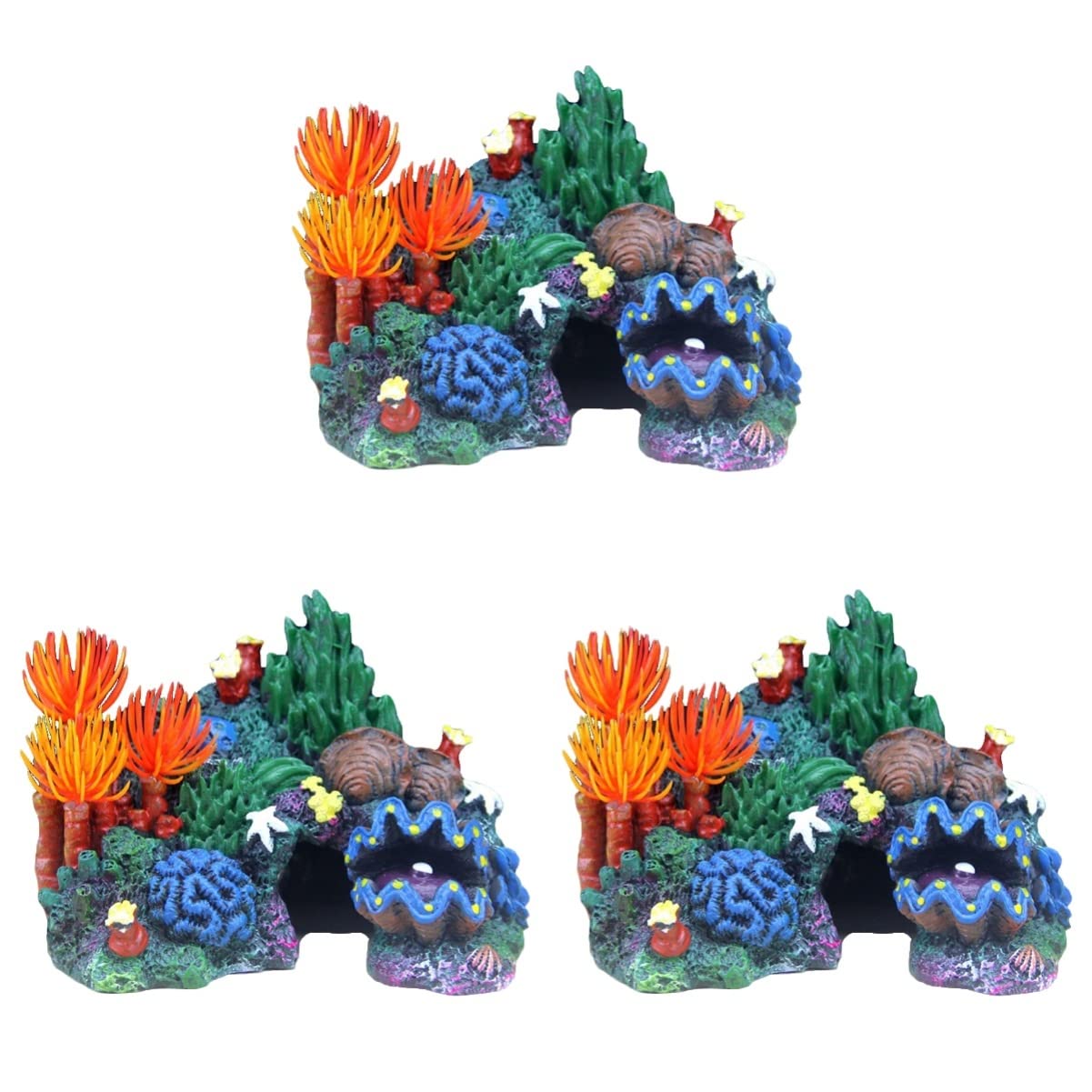 YARNOW 3 Piezas Decoraciones Artificiales para Acuarios Adorno De Montaña Ornamento del Acuario Aire del Tanque De Peces Acuario De Naufragios Adorno De Pecera Grava para Peceras Green