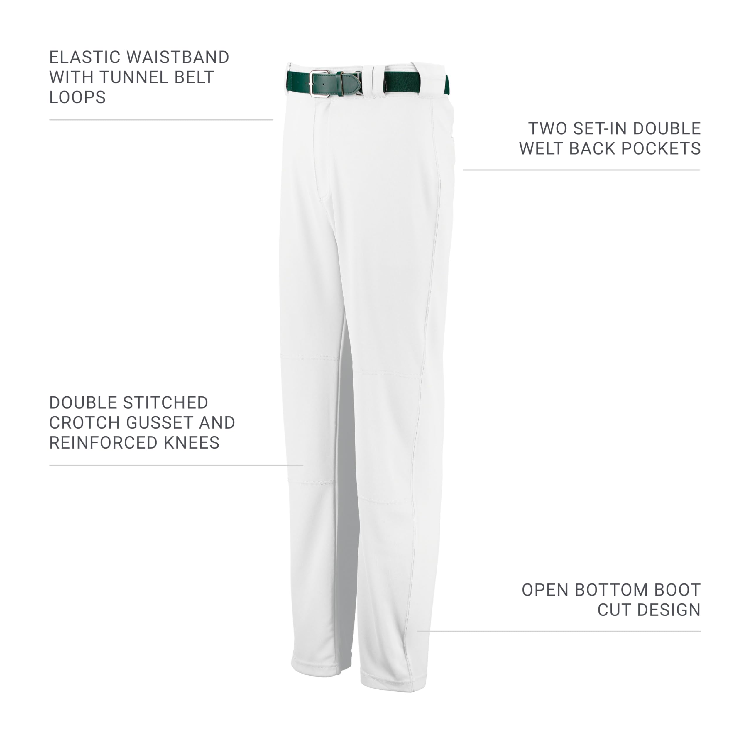 Russell Athletic Boot Cut Game Pant, Reinforced Knees, Stretch Fabric, Two Back Pockets Pantalons Homme