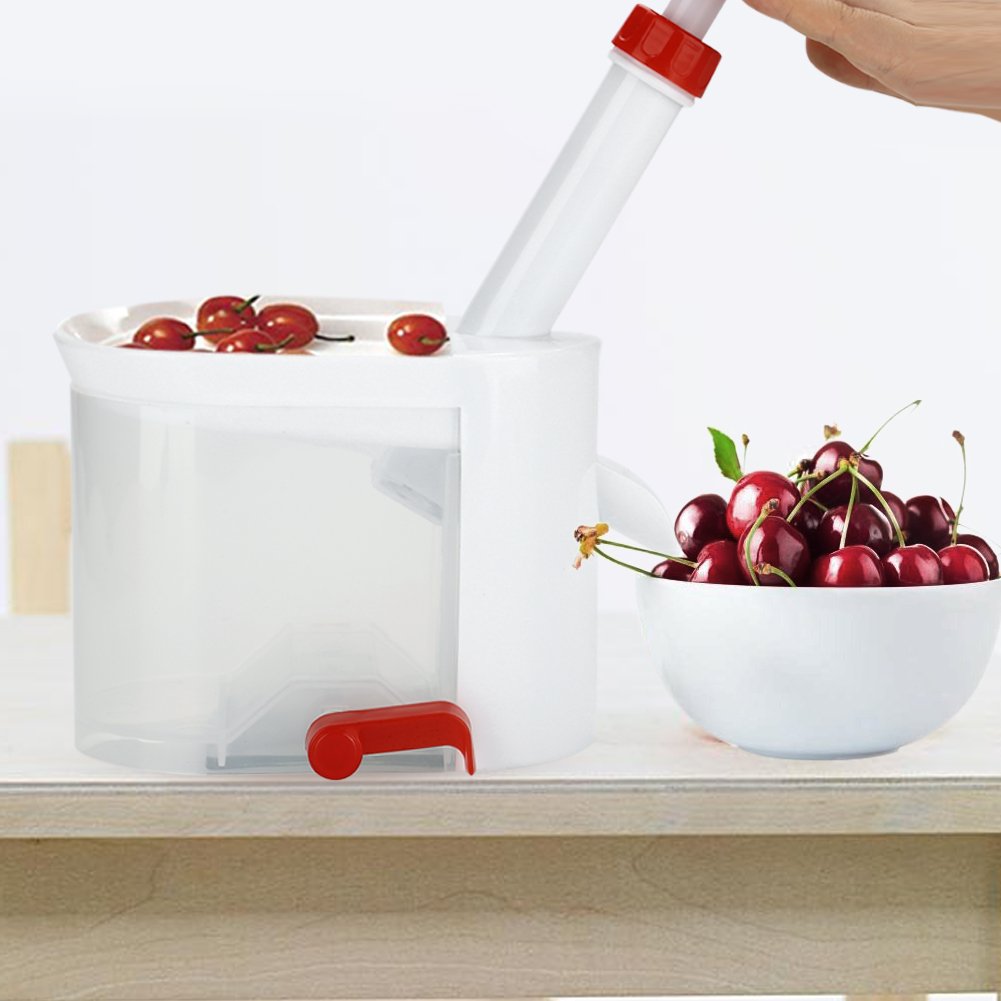Kitchen Pitter, Cherry Pitter Grapes Seeds Removing Tool with Container Fruit Gadget for Home Apartment Traveling