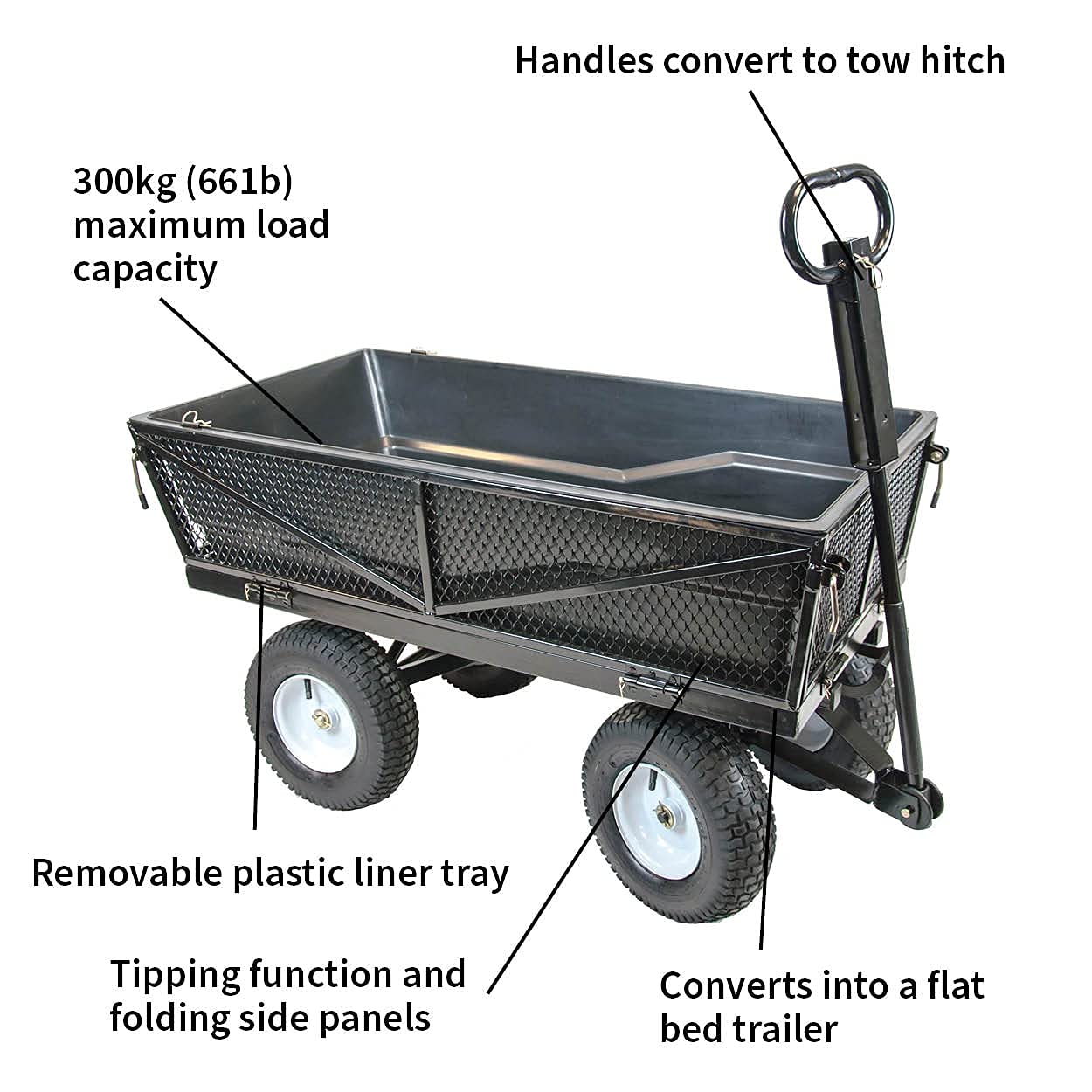 The Handy THMPC MultiPurpose Garden Cart or Flat Bed Trailer 300kg