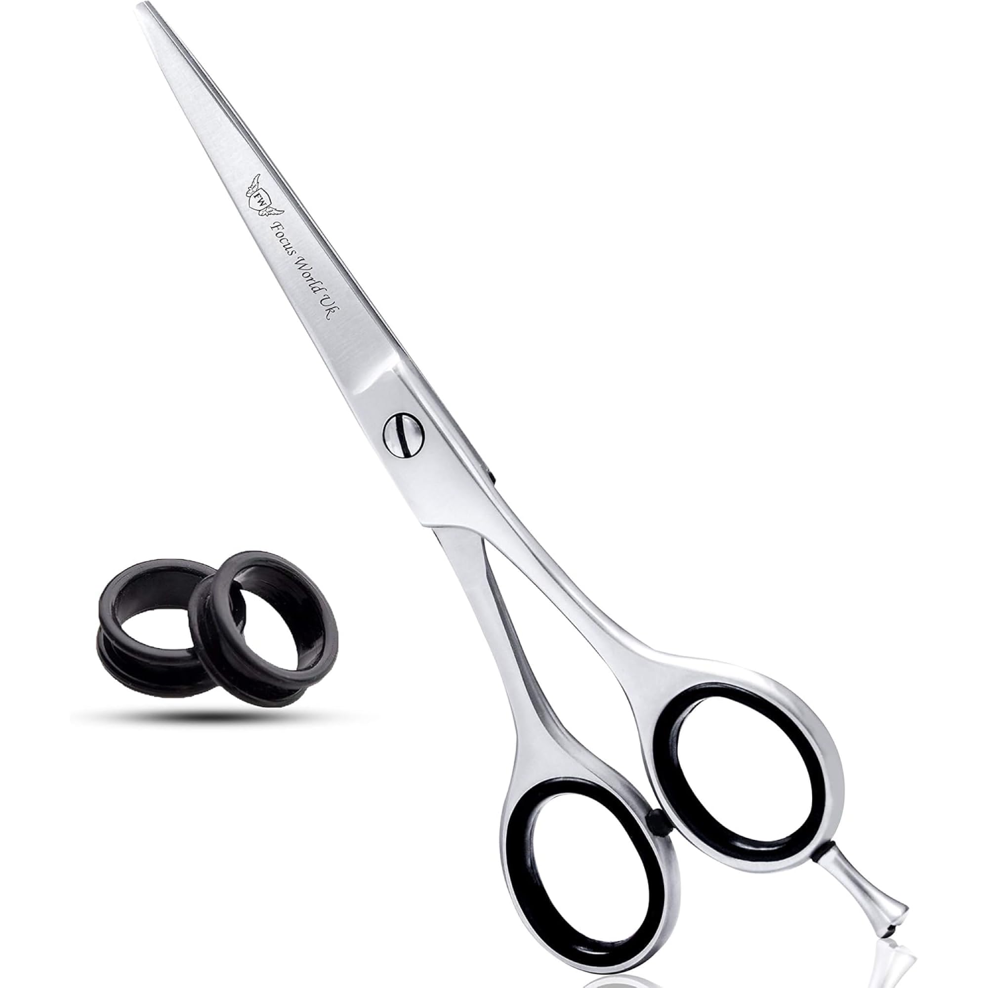 Focus World Hairdressers Scissors 6.5 Inch Barber Hair Scissors For Professional Hairdressing Of Men & Women - Japanese Stainless Steel, Silver, 6.5 Inch, 1.0