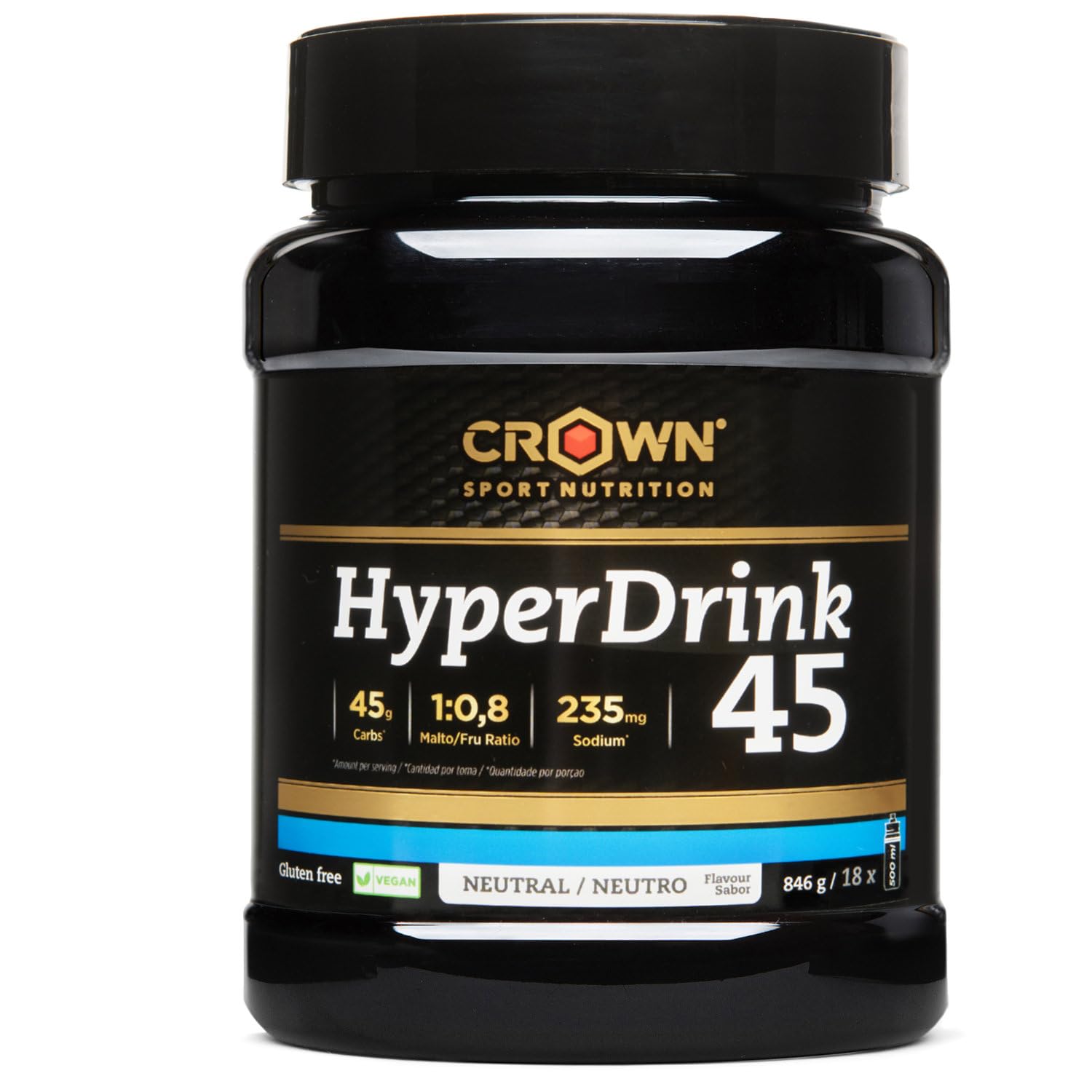 Crown Sport Nutrition Hyperdrink 45 846 Gr/Alta En Hidratos De Carbono Y Extra De Sodio Sabor Neutro