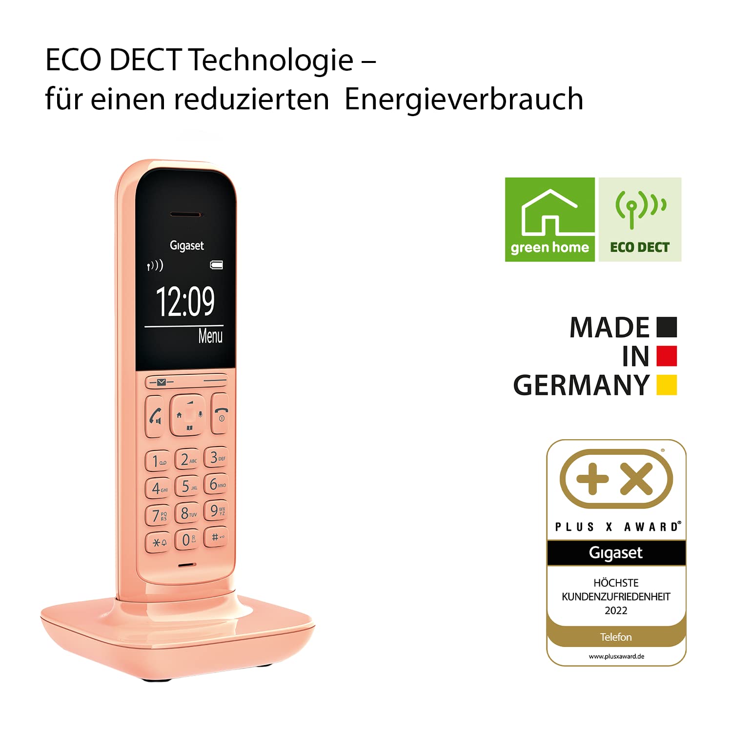 Gigaset CL390HX - Design DECT-Mobilteil mit Ladeschale – Schnurloses Telefon für Router und DECT-Basis - Fritzbox-kompatibel - Direktwahlfunktion - Schutz vor unerwünschten Anrufen, Cantaloupe