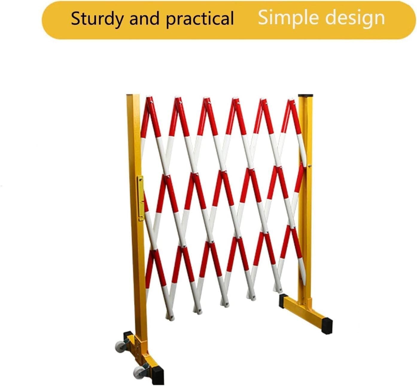 Valla retráctil para control de tráfico, barrera de seguridad amarilla, fácil montaje, 1,2 x 2 m, ideal para negación de acceso y acceso en situaciones de tráfico