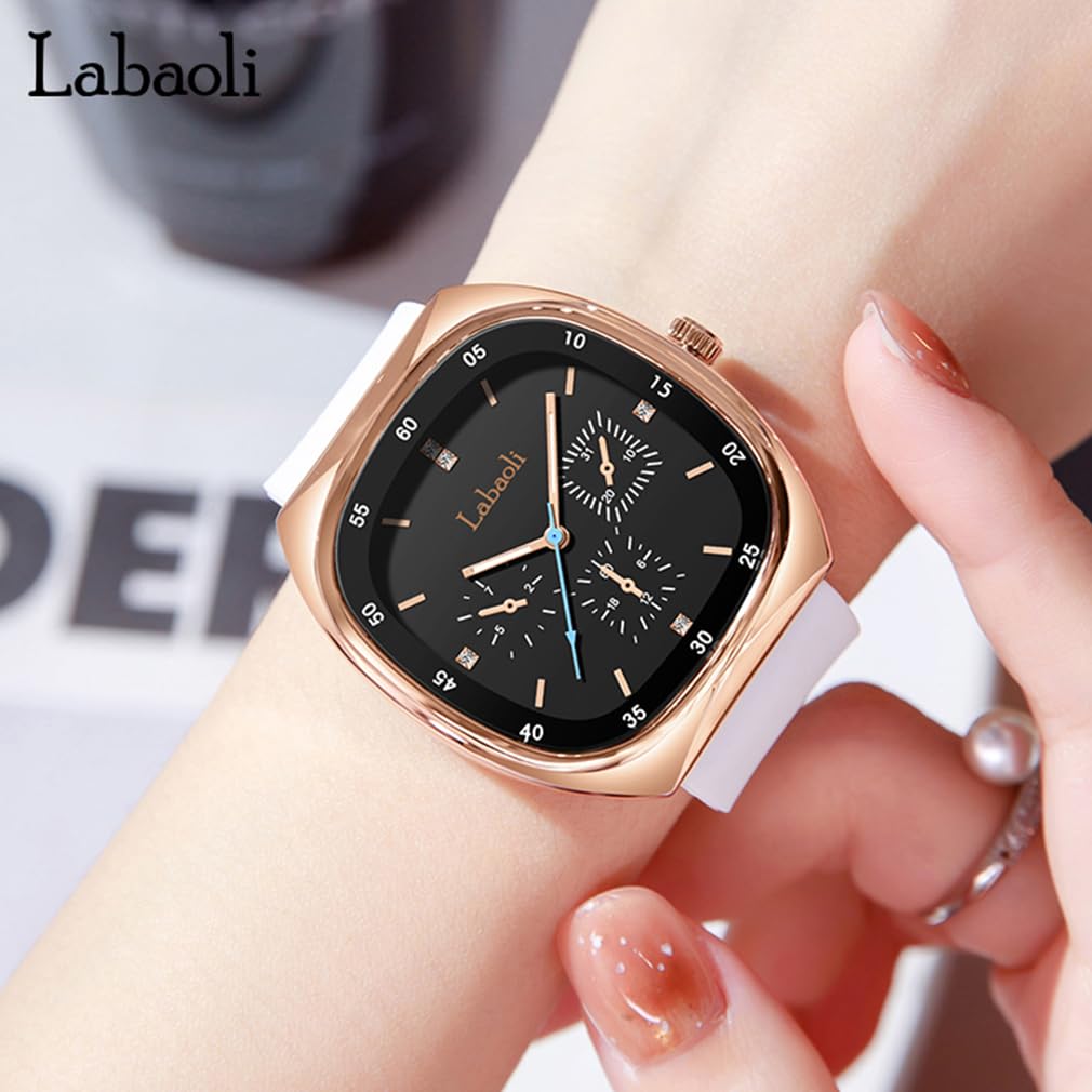 Relojes cuadrados para mujeres jóvenes, correa de silicona deportiva, impermeable, a la moda, casual, simple, analógico, cara grande, para adolescentes, niñas, regalo, reloj de pulsera negro