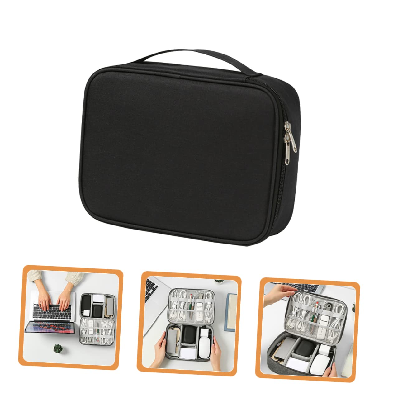 jojofuny 3pezzi Organizer Elettronico Compatto Per Accessori Digitali Borsa Porta Caricabatterie e Cavi Per Viaggi e Uso Quotidiano