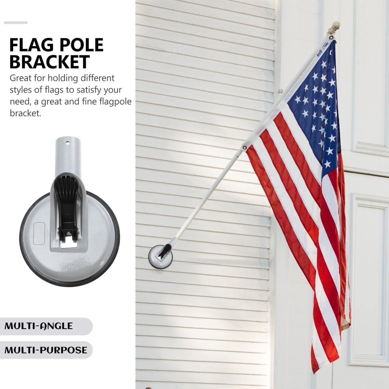 DOITOOL Suction Cup Flag Holder, Universal Flag Pole Bracket, Multi- Function Aluminum Flagpole Kit, Practical Heavy-Duty Suction Cup Mount Display Holder for Car, Rv, Truck, Trailer