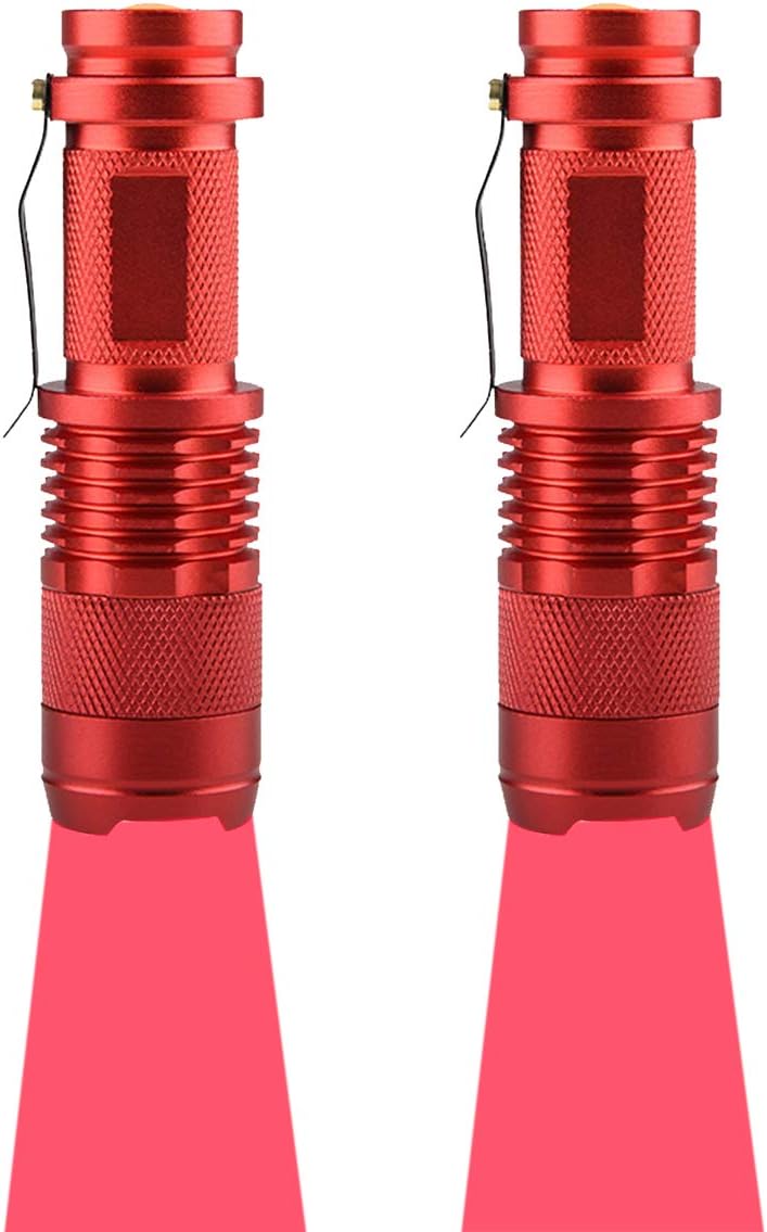2-Pack LED Flashlight, 3 Modes Red Light Torch for Astronomy, Aviation, Night Observation