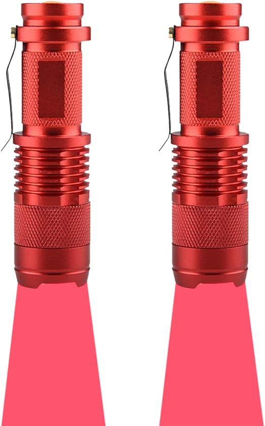 WAYLLSHINE (Pack of 2 Red LED Flashlight, 3 Modes Red Flashlight, Red
