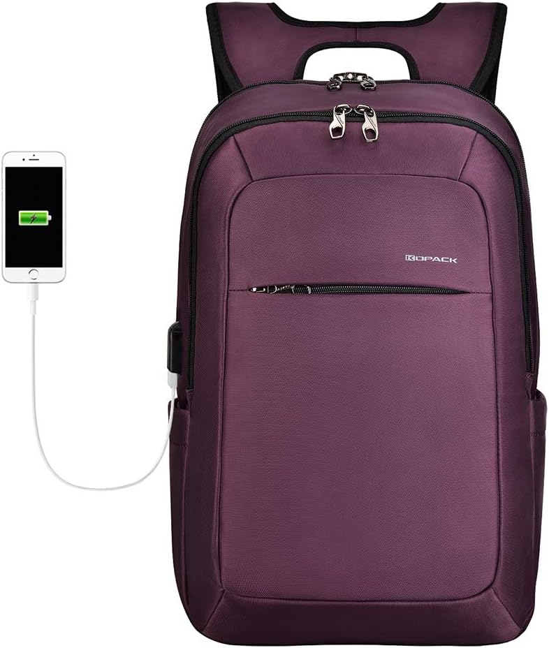 Exclusive Special KOPACK Slim Women Laptop Backpack 15.6 inch with USB Charging Port Anti Theft Laptop Bag College Purple Exclusive Special KOPACK Slim Women Laptop Backpack 15.6 inch with USB Charging Port Anti Theft Laptop Bag College Purple