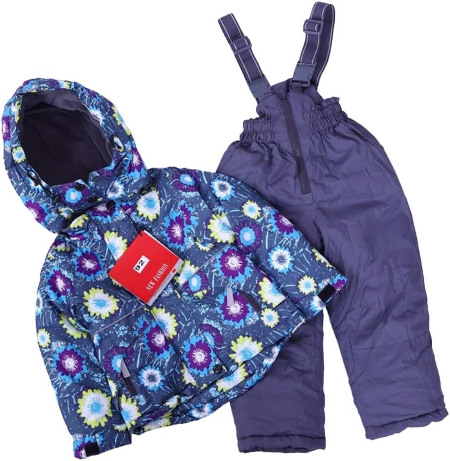 Tongina Kid Girls Boys Ski Suit Snow Suit Snowboard Waterproof Jacket Coat Bib Pants - Blue, 92 : Clothing, Shoes & Jewelry