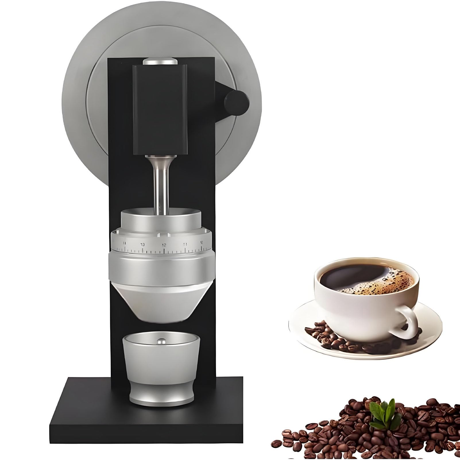 Ręczny młynek do kawy z korbką obrotową, ręczny młynek do kawy z regulowanymi ustawieniami mielenia, do French Press, przelewowego, espresso, młynek stożkowy ze stali z prostym uchwytem