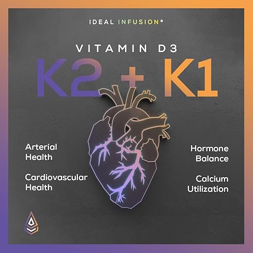 Miniatura 3 de Ideal Infusion Vitamina D3 vegana a base de plantas 10,000 UI Plus K2 MK7 y K1 polvo MCT de coco, salud ósea y arterial, apoyo inmunológico (90