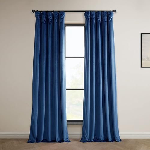 HPD Half Price Drapes Heritage - Cortinas de terciopelo afelpado de 96 pulgadas de largo para oscurecer habitación, 1 panel de 50 pulgadas de ancho