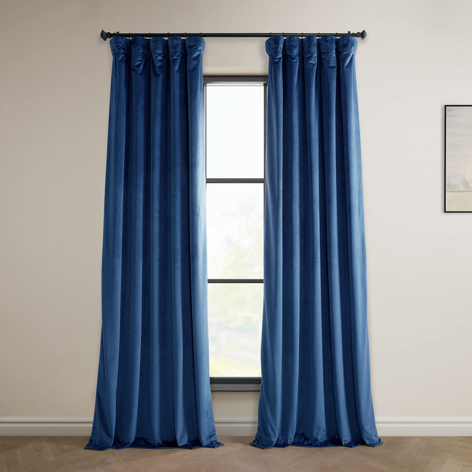 HPD Half Price Drapes Heritage Plush Velvet Curtains 120 Inches Long Room Darkening Curtains for Bedroom &amp; Living Room 50W x 120L, (1 Panel), Pisces Blue