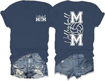 Volleyball Mom Shirts for Women Game Day Shirt Funny Graphic Tees Mama Tshirt Casual Summer Outfits Volleyball Gift