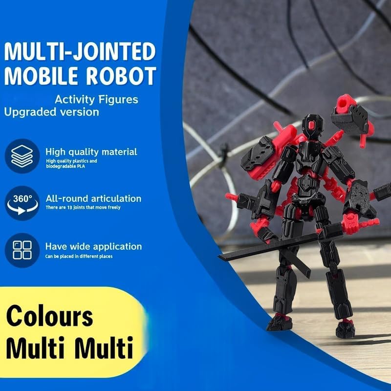 T13 Action Figures Helix Robot 8 Inch, Assembly Completed T 13,3D Printed Robo 13 - The Premium Action Figures for Sci-Fi Enthusiasts (Black Red)
