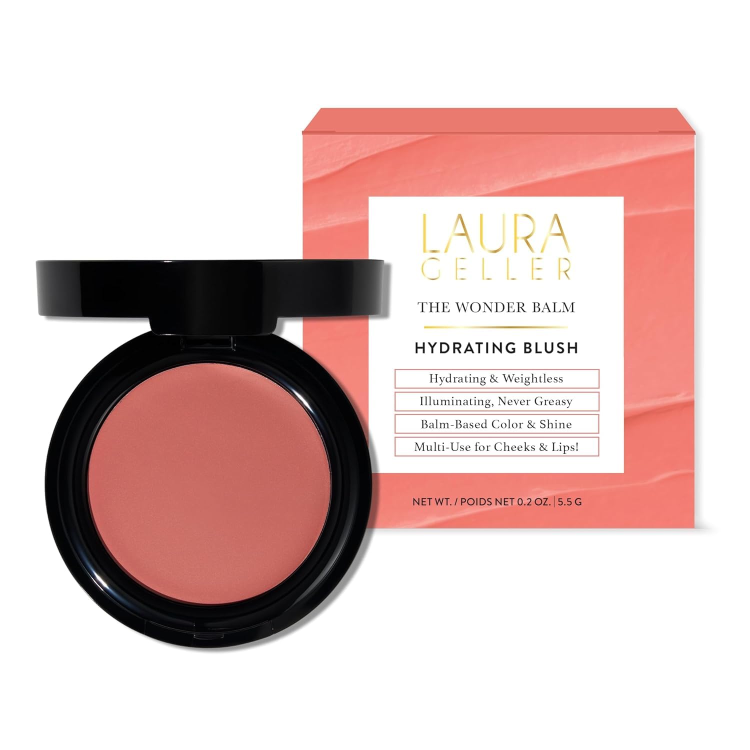 LAURA GELLER NEW YORK The Wonder Balm Cream Blush – Hydrating Weightless Subtle Hint of Color + Glow for Mature Skin – Vegan Squalane – Apply to Cheeks & Lips (02 Pinch-Me Pink)