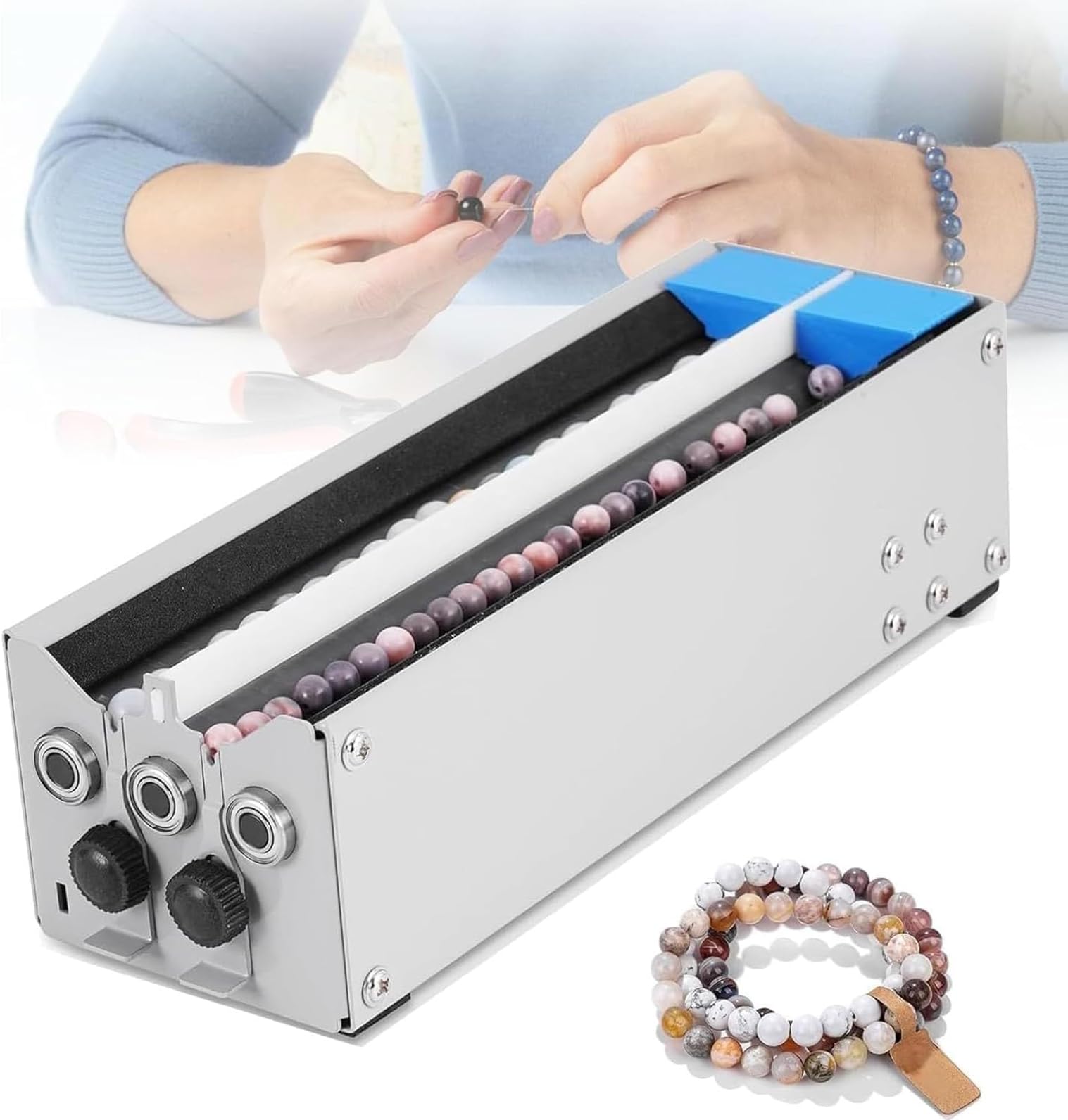 Elektryczna Maszyna Do Nawlekania Koralików, Dwukanałowe Przenośne Nawlekanie Koralików, Szybkie Narzędzie Do Nawlekania Koralików, Zakres Nawlekania Koralików 1,5–17 Mm, Do Projektowania Biżuterii