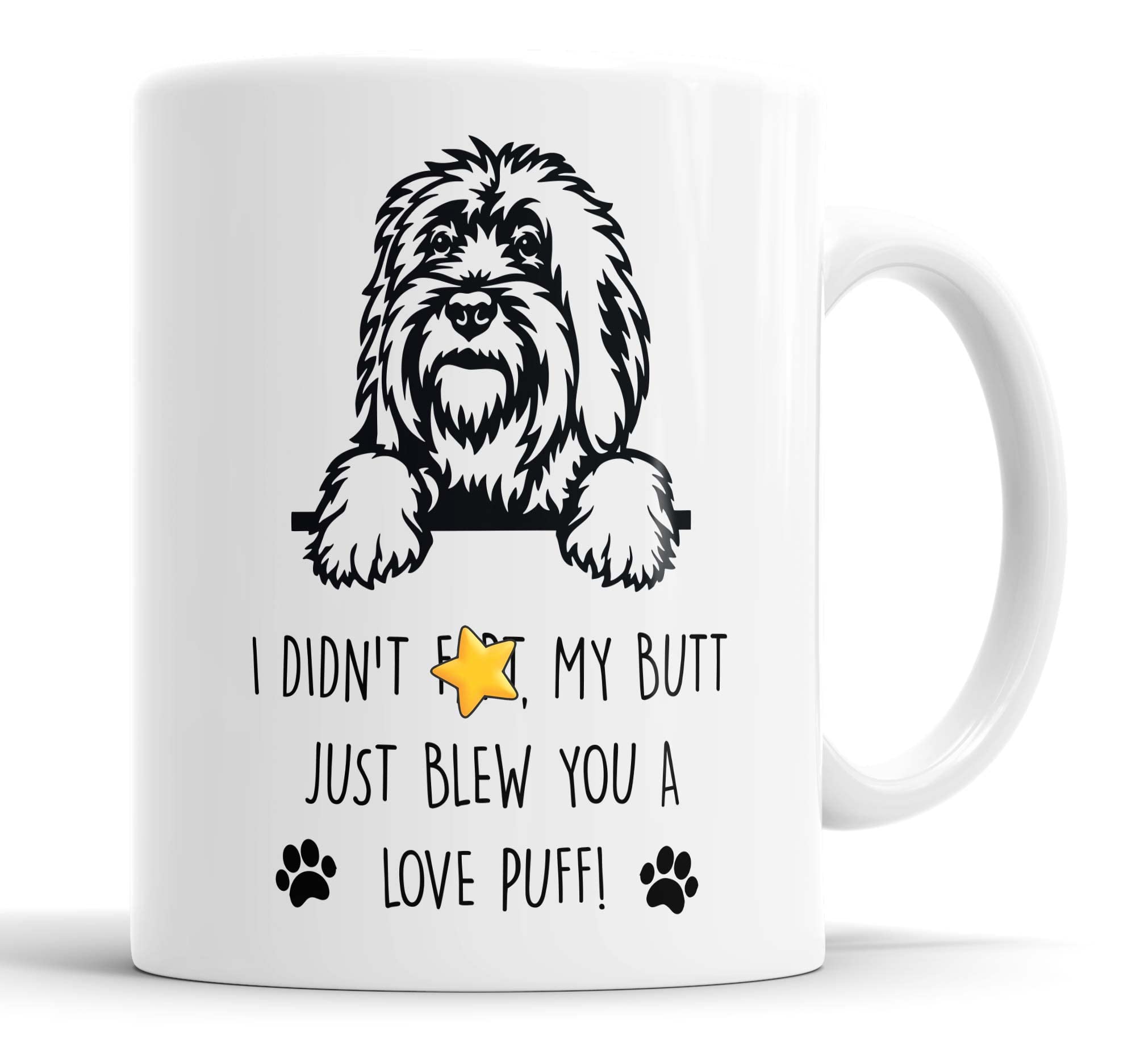 Faithful Prints Cavapoo Mug | My Butt Just Blew You A Love Puff Funny Rude Gift | Dog Mug for Birthday Christmas | Friend, Mum, Auntie, Sister, Dad, Uncle, Brother Ceramic Cup