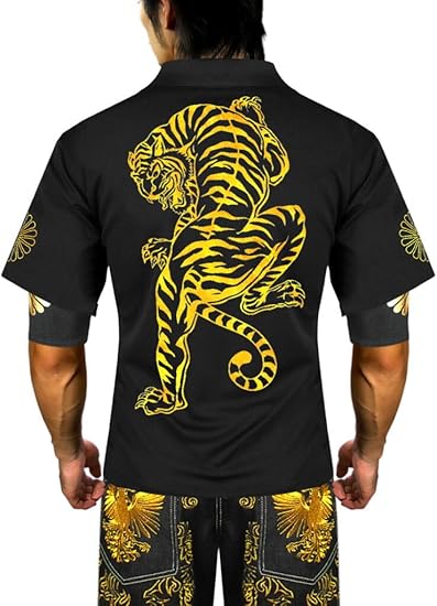 Amazon ブラッドマネートーキョー Blood Money Tokyo 半袖 ポロシャツ 服 和柄 虎 黒 Mbt ヤクザ やくざ オラオラ系 悪羅悪羅系 ヤンキー チンピラ ちょい悪 チョイワル メンズ 通販