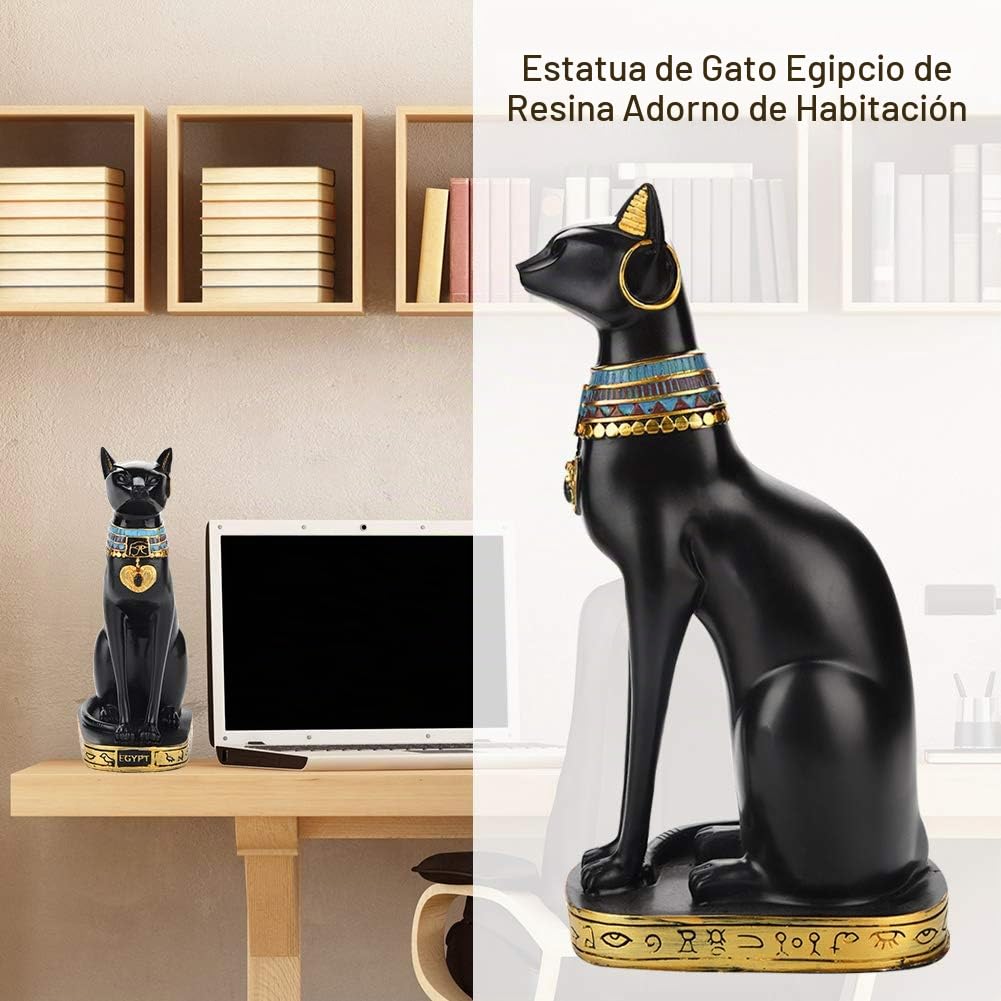 Tyenaza Adorno de Gato Egipcio, Escultura Gato Egipcio, Estatua de Resina de Gato Egipcio, Egipto Gato Diosa Bastet Estatua, para el Hogar Habitación Decoración Exquisita, Buen Regalo(28cm)