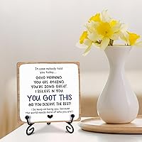 Vista 3 de Letreros de mesa de madera inspiradores, 4 x 4 x 0.2 pulgadas, decoración de escritorio con soporte, I believe in you, you got this, idea de regalo